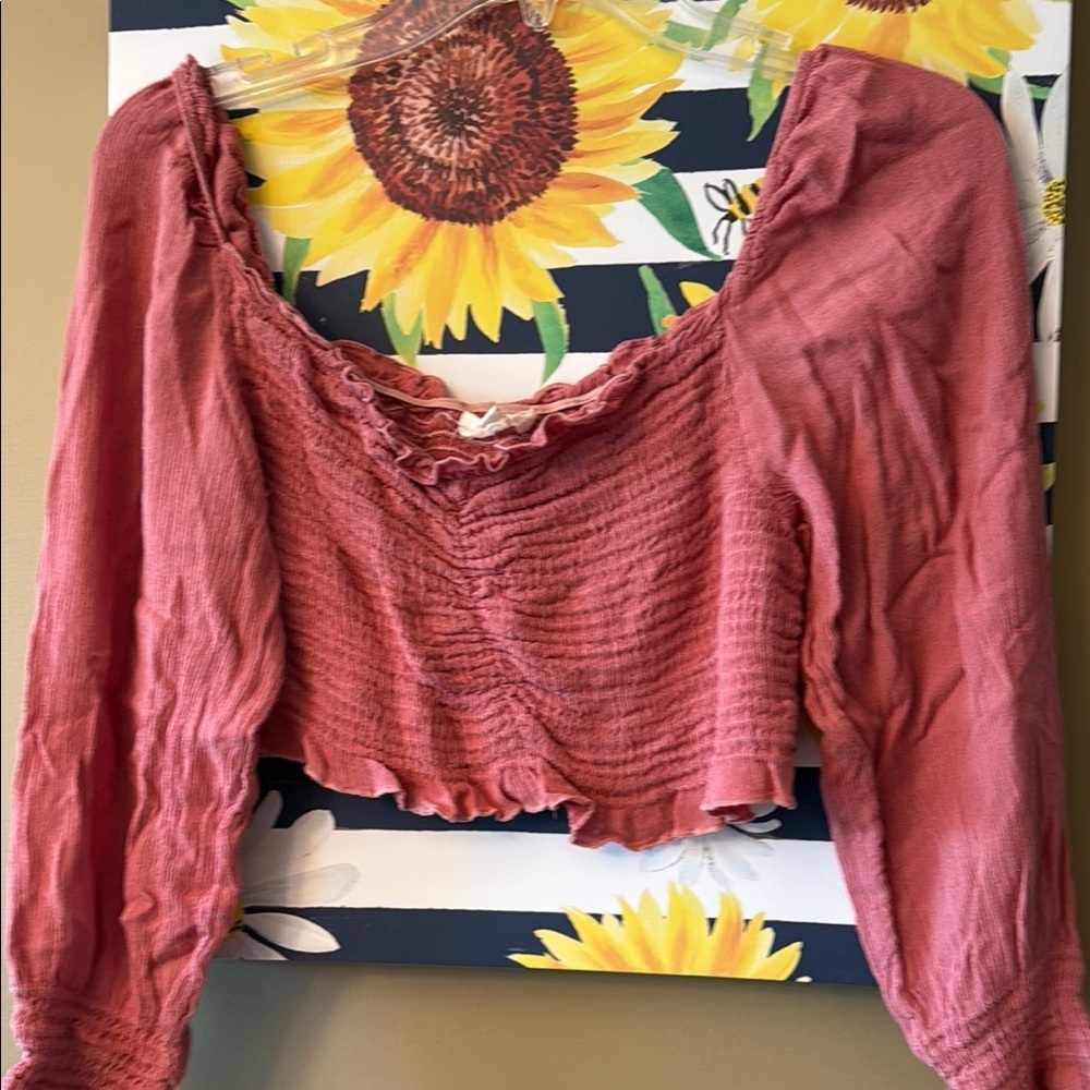 Women's Pink Ruffled Sun & Sam Top L - Picture 2 of 6